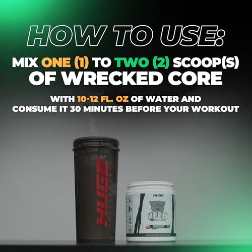 Image of Wrecked Core - All-in-One Pre-Workout Supplement for Men & Women, Increase Energy, Focus & Pumps with L-Citrulline, Beta-Alanine, L-Tyrosine & More (30 Servings) (Melon Berry Burst)