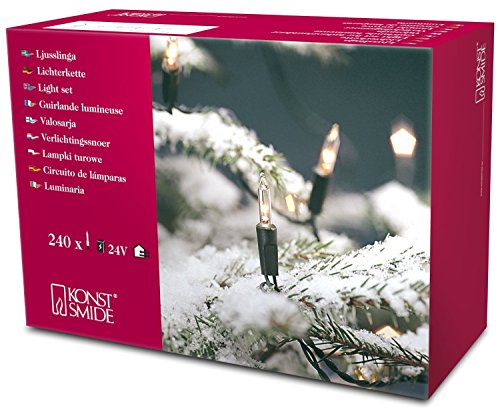 Konstsmide Fairy Lights/240 Clear Bulb Traditional Style Light Set/Outdoor Christmas Lights or Indoor Use (IP20)/Push in Replaceable Bulbs Outdoor Fairy Lights/Green Cable String Lights