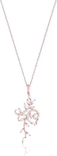 GIVA 925 Silver Rose Gold Exquisite Floral Pendant With Link Chain| Necklace to Gift Women & Girls | With Certificate of A...