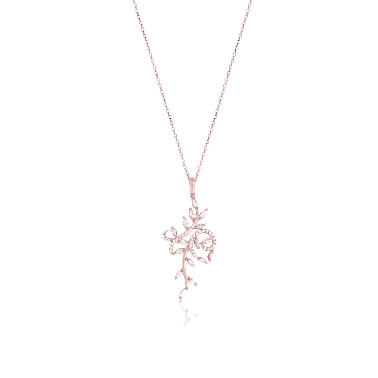 GIVA 925 Silver Rose Gold Exquisite Floral Pendant With Link Chain| Necklace to Gift Women & Girls | With Certificate of A... - Review, Price and Buying Guide