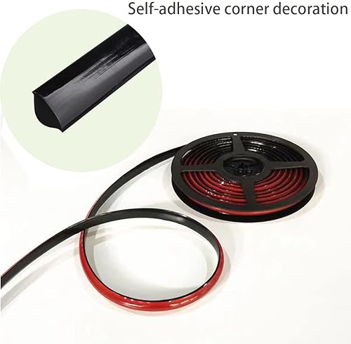 Miniatura 3 de Moldeado flexible de un cuarto redondo autoadhesivo, tira impermeable para calafatear para bordes de pared, bordes de techos, borde de gabinete,