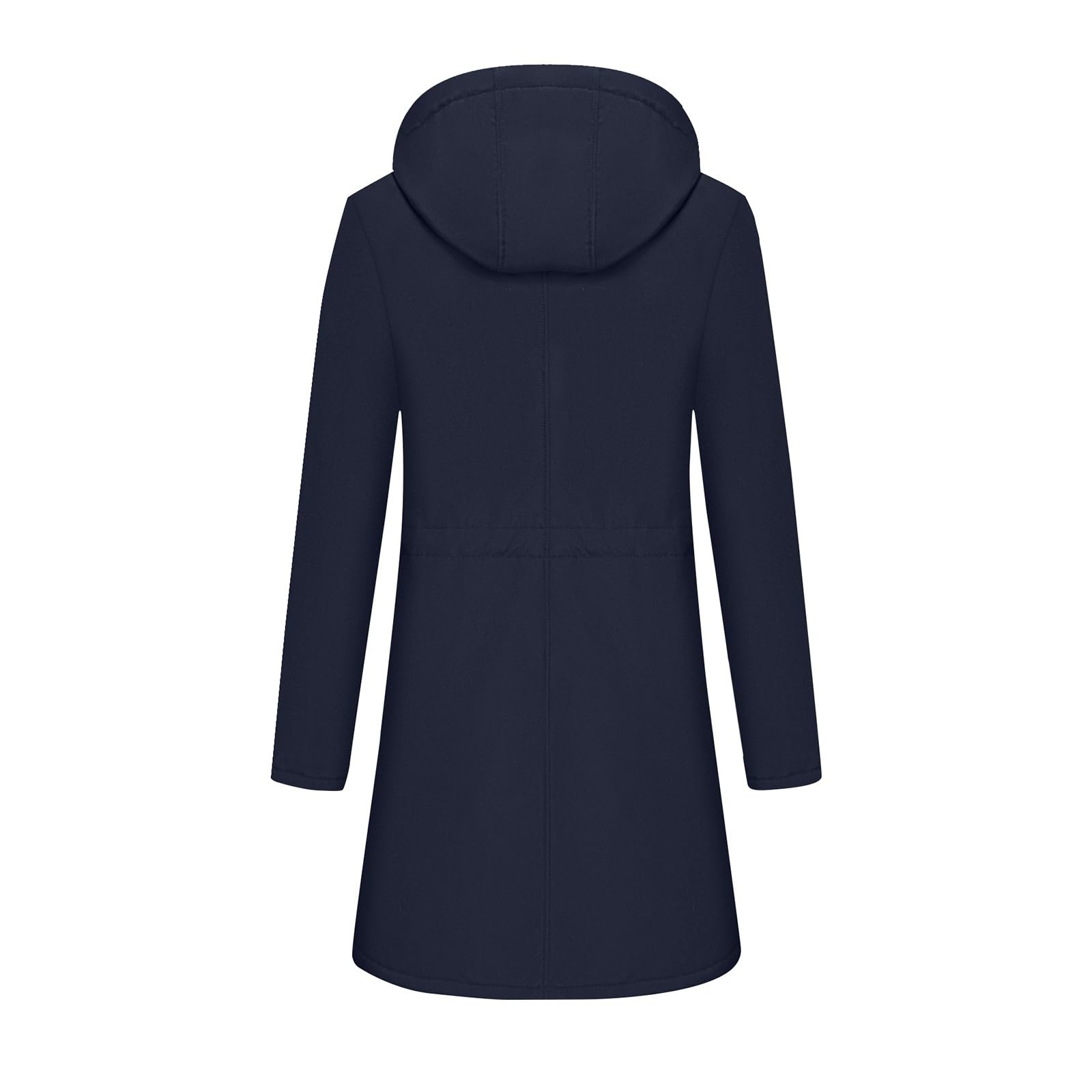 Generisch Damen Regenjacke Wasserdicht Gefüttert Lang Winterjacke Damen Warm mit Kapuze Langer Softshelljacke Damen Innenfutter Dicke Regenmantel Atmungsaktiv Outdoorjacke mit Taschen Wandern Jacke