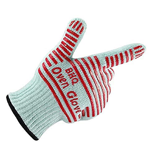 Zhongsheng Guantes para Barbacoa Resistentes al Calor Extremo, Guantes para Parrillas para Barbacoa Guantes para Horno Resistentes al Calor Extremo (Rojo, uno)