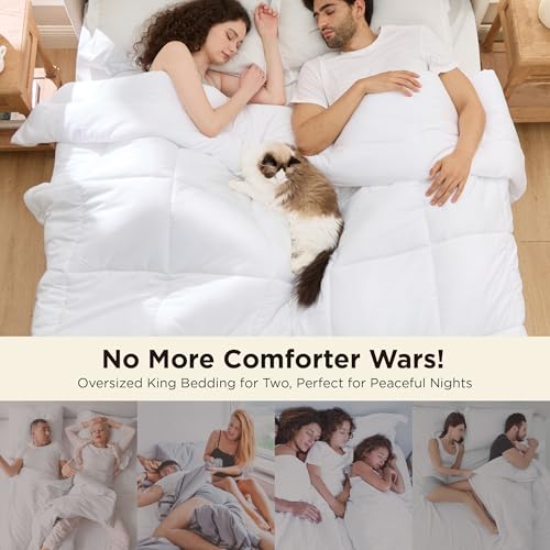 Image of Bedsure Comforter Duvet Insert - Quilted Comforters Oversized King Size, All Season Duvet, GentleSoft Down Alternative Bedding, with 8 Tabs, Gifts for Women /Men, White, Oversized King 116 x 98 Inches