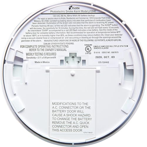 Image of Kidde Smoke Detector, Hardwired Smoke Alarm with 9-Volt Battery Backup, Test-Reset Button, Interconnect Capability, 1 Count (Pack of 1), White