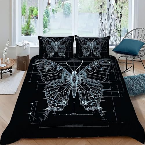 Housse de couette papillon facile à enfiler grâce à sa fermeture éclair intégrée - 3