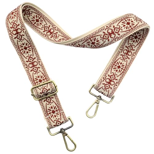 Image of Purse Strap Adjustable Replacement Crossbody Bag Strap Retro Jacquard Embroidery Shoulder Straps for Canvas Bag