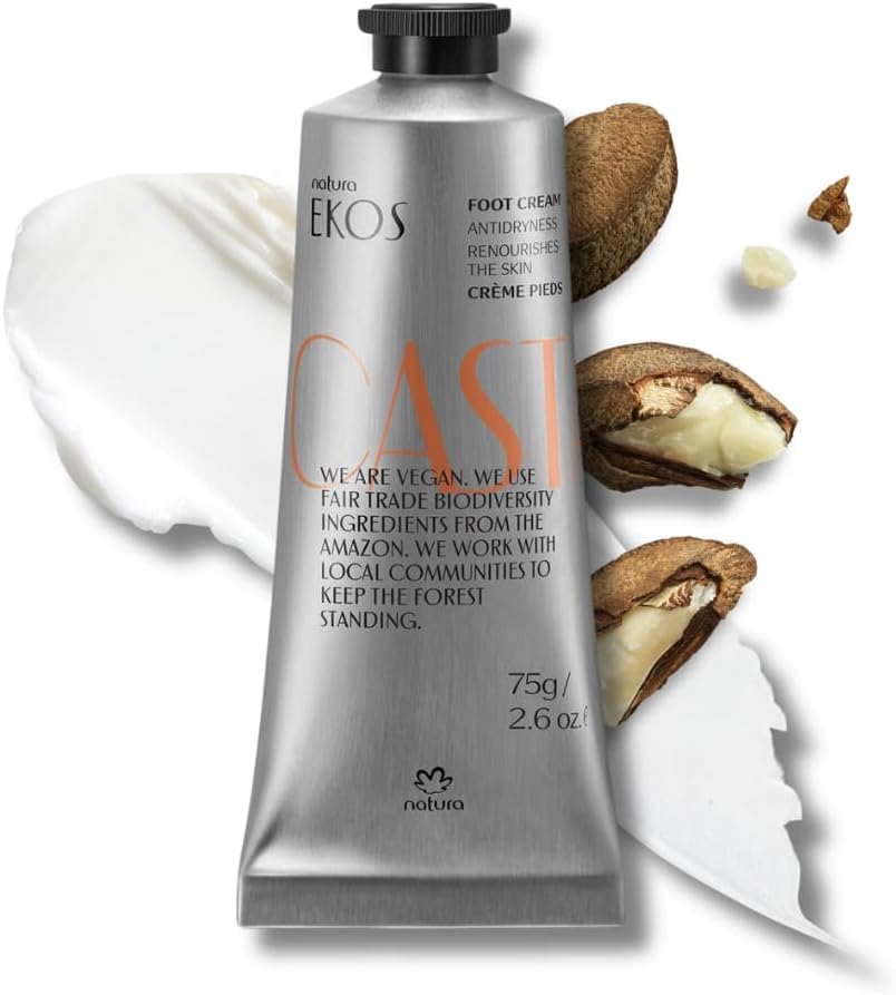 Natura – Ekos Castanha Nourishing Foot Cream – Nourish & Soothe Dry Skin – Fast Absorbing – With Brazil Nut Oil to Deeply Moisturize – Vegan & Cruelty-Free – 2.6 oz (75g)