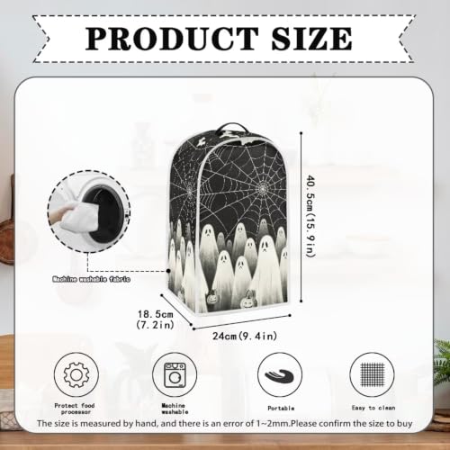 Image of Web Ghost Blender Dust Cover, Anti Fingerprint Polyester Stand Mixer or Coffee Maker Appliance Protector, Stain Resistant Blender Cover for Kitchen Appliance Cool Halloween Decor