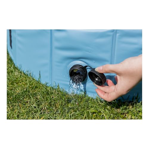 TRIXIE Hundepool 160 × 30 cm in petrol/grau- faltbares Hundeplanschbecken mit rutschfestem Boden & Ablassventil - robuste Wandkonstruktion ohne Aufpumpen - 39483