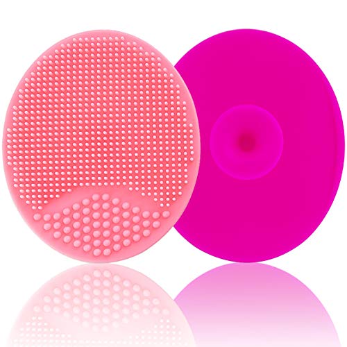 Image of Baby Bath Brush, Baby Cradle Cap Brush, Silicone Massage Brush, Silicone Scrubbers Exfoliator Brush | The Baby Skin Scrubbers Baby Essential for Dry Skin, Cradle Cap and Eczema (Large-Pink & Rose Red)