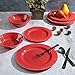 Gibson Home Mauna Melamine Plastic Dinnerware Set, Service for 4 (12pcs), Red Rustic