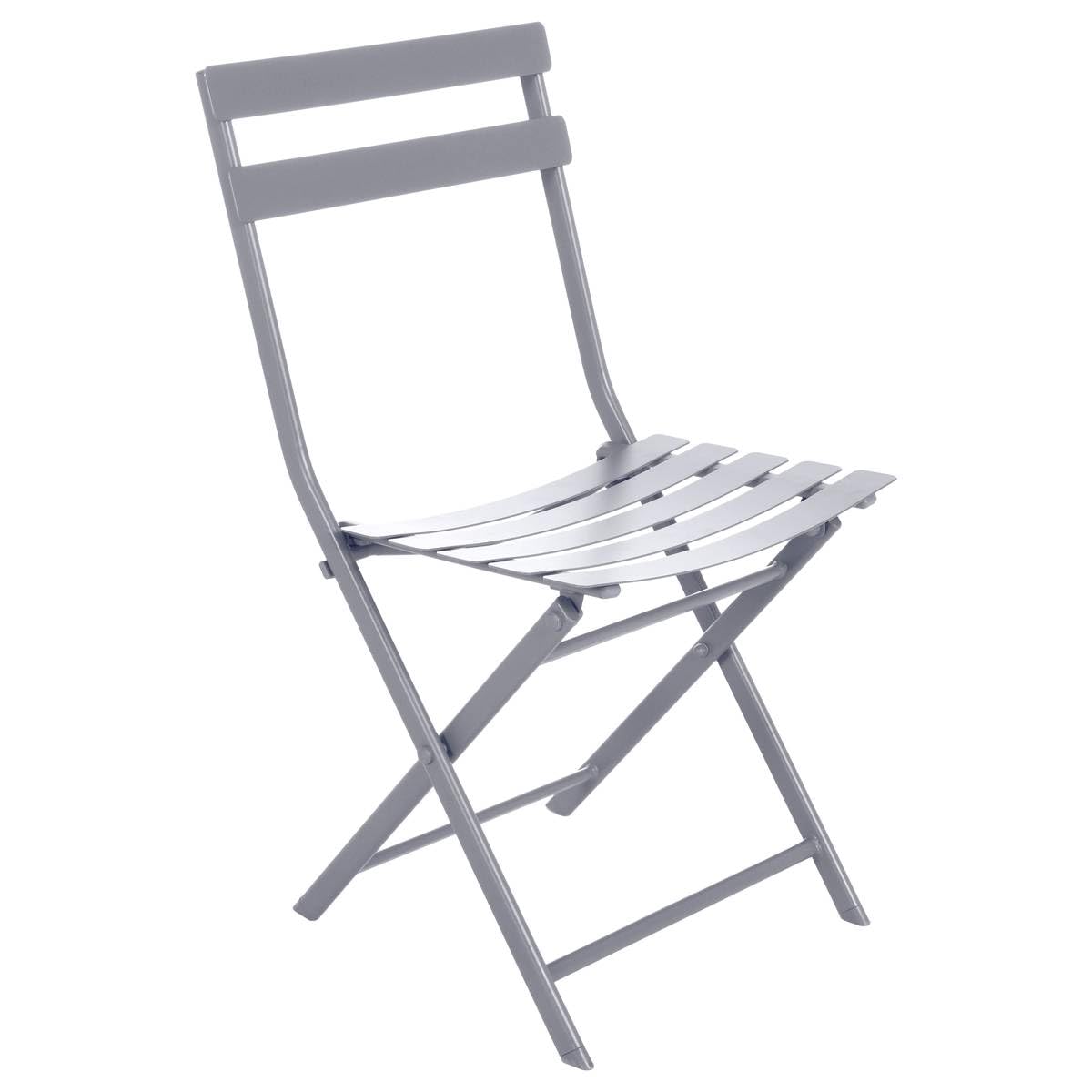 HESPERIDE - Silla de jardín Plegable Greensboro, Gris Cuarzo - Acero Reforzado Resistente a la oxidación - 50 x 42 x 81 cm - Muebles de Exterior Plegables