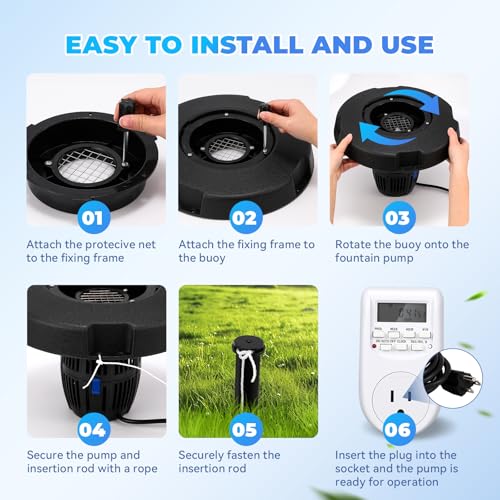 Image of Poafamx Pond Fountain Aerator 5000GPH Floating Fountain Pump for Large Pond