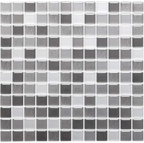 Yoillione Peel and Stick 3D Mosaic Tile Stickers - Waterproof Wall Stickers for Kitchen Bathroom & More, Brown, 20cm X 30cm
