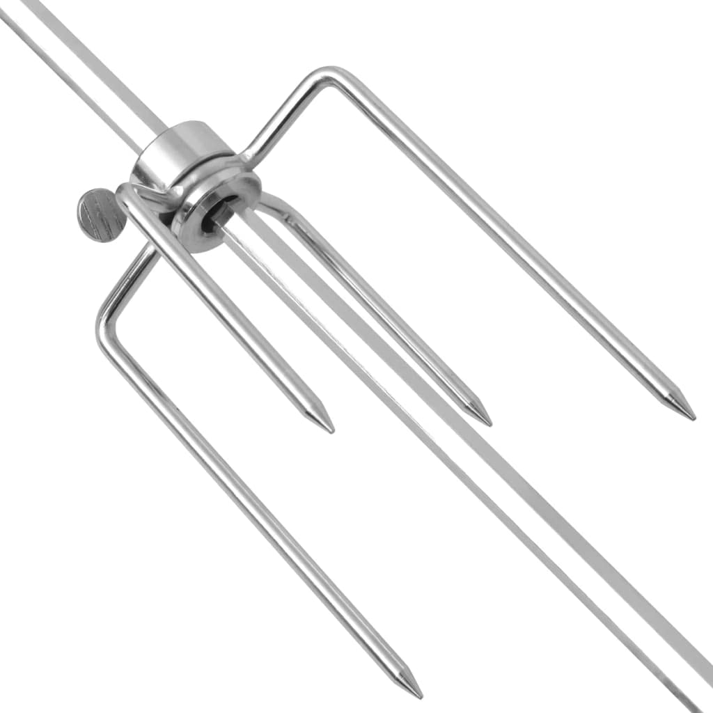 Rotisserie rożen obrotowy z profesjonalnym silnikiem, stal chromowana 900 mm, 2 widelce do szpikulca, waga wyrównująca, do piekarnika i grilla, idealny do grillowania i smażenia