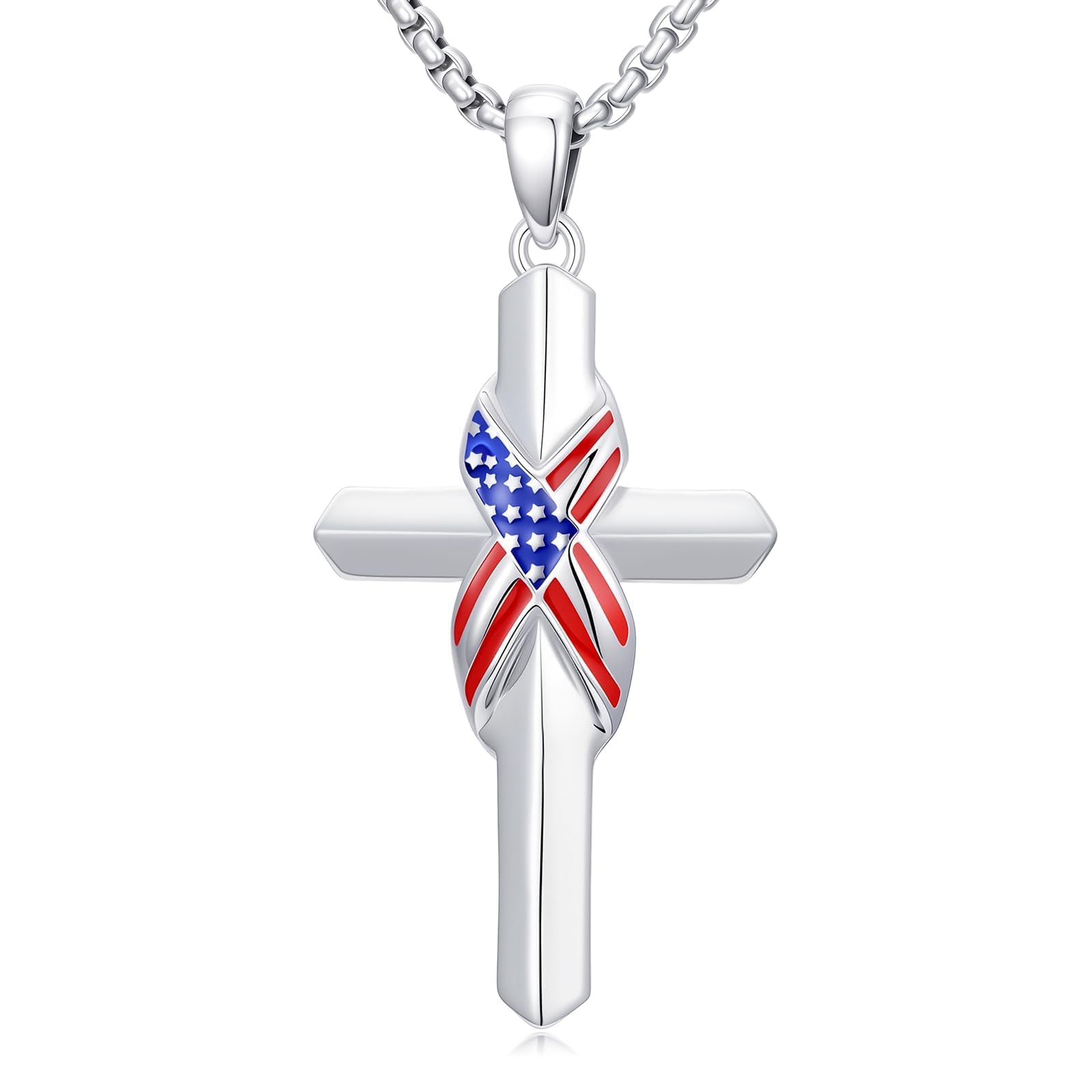 925 Sterling Silver Cross Pendant Necklace for Men Women Amulet Necklace Protection Jewelry Religious Gifts(With Gift Box)
