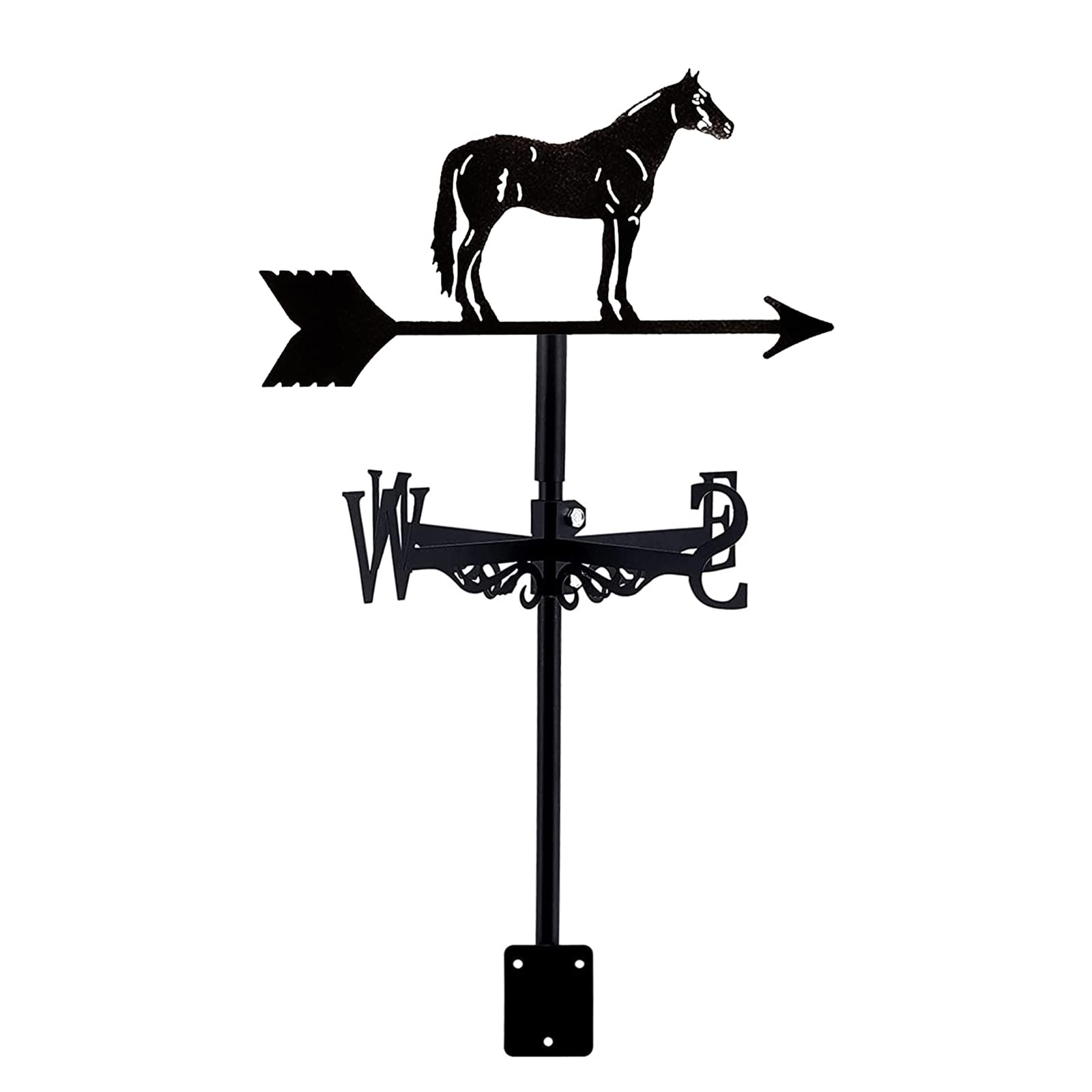 WIQUYBML Exquisite Metal Weathervane Weather Vane for Creative Weathercock Shaped Wind Direction Indicator, Stainless Steel Vane-Horse C