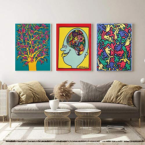 Toile abstraite singe arbre danseurs humains 50x70cm affiche pop galerie pour salon