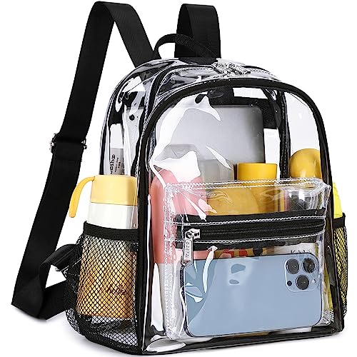 abshoo Clear Mini backpack Stadium Approved 12x12x6 Clear Bag Transparent Small Backpacks (Black)2