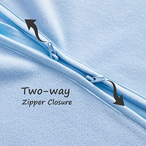Image of DaysU Micro Fleece Baby Sleep Sack 1.0 TOG, Baby Wearable Blanket 18-24 Months Sleeveless with 2-Way Zipper, Sleeping Bag for Baby Unisex, 1 Pack, Light Blue Whale