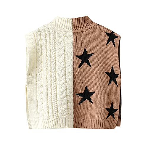 Vivobiniya Kid Girls Double Color Star Zipper Vest Toddler and Baby Knit Sweater 12m-5Y2