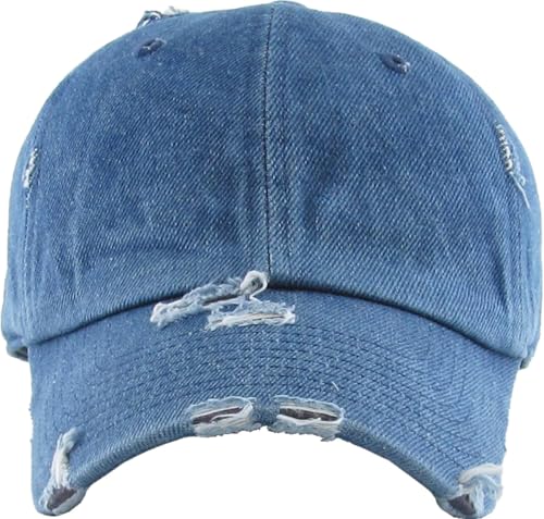 Image of KBETHOS Vintage Washed Distressed Cotton Dad Hat Baseball Cap Adjustable Polo Trucker Unisex Style Headwear