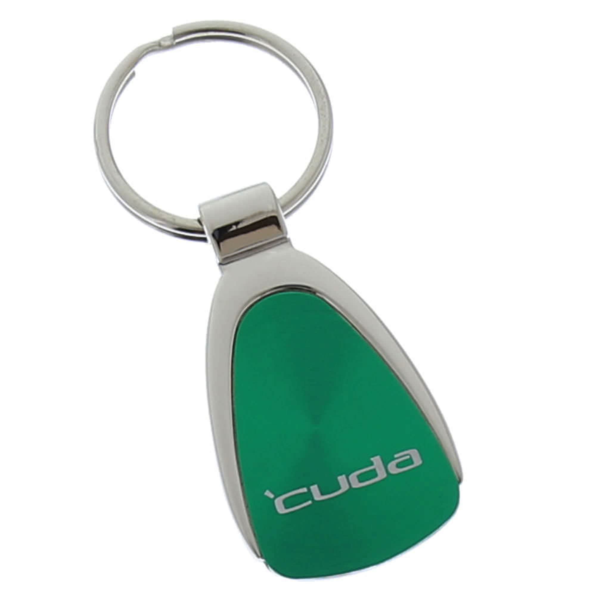 The Car Guy Superstore Plymouth Cuda Green Teardrop Shaped Key Chain Keychain FOB Ring Lanyard
