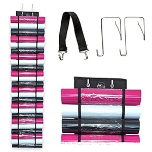 Hanging Vinyl Roll Holder – Space Saving Organizer with 48 Slots for Craft Vinyl Storage and Organization