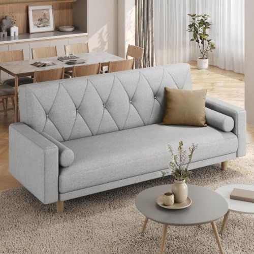 Yaheetech Convertible Click Clack Sofa Bed w/2 Bolster Pillows, L...