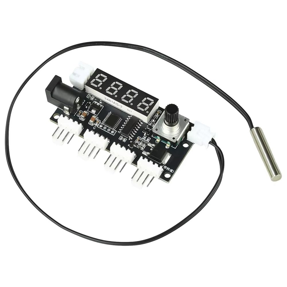 UDSKNV[KSL PWM Speed Control Module 4 Way PWM Fan Speed Intelligent Temperature Control, Heat Dissipation, Temperature/Speed Display, with Probe