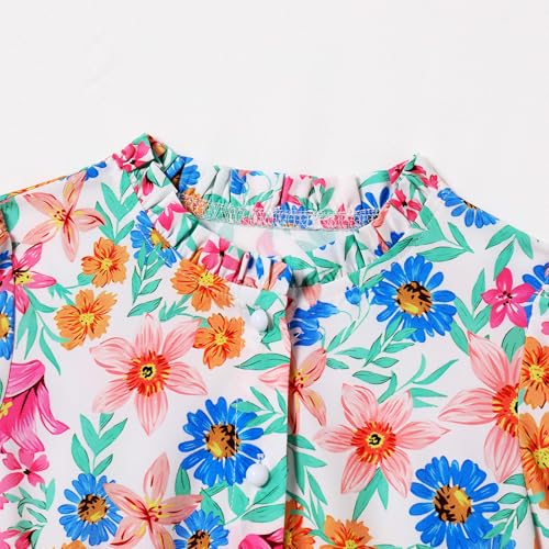 AWIBMK Mommy and Me Matching Dress Long Puff Sleeve Boho Floral Heart Print Tiered Hemline Dress Valentines Matching Outfits3