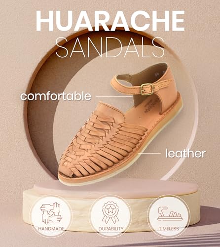 Macarena Collection Womens Shoes Leather Sandals Ankle for Women | Huarache Handmade Mexican Sandals Women | Comfortable & Stylish Womens Sandals 3050 Ankle Strap3