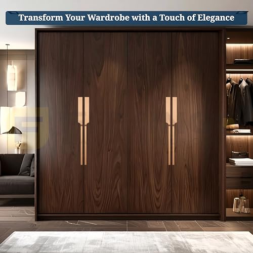 Image of Goldcrest 47cm Handle for Wardrobe & Cabinet /Cupboard Handle /Wardrobe Handle /450mm Hole to Hole (PVD Rose Gold) Pack of 2 (Left - Right)-| 3 Years Warranty |