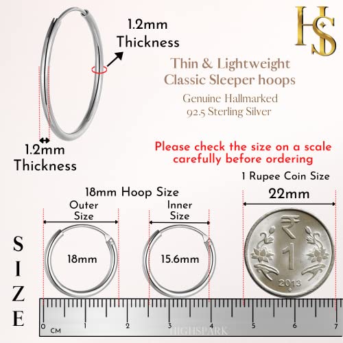 925 Sterling Silver Hoop Earrings Classic Round Endless Hoops in Various Sizes