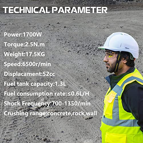 LPYGOA 2-Takt-Benzin-Abbruchhammer, Betonbrecher, Benzin-Schlagbohrhammer, 2 Meißel Für Betonblöcke, Ziegel, Felsen… – Bild 8
