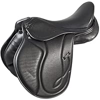 PFIFF 102871 Vielseitigkeits-Sattel Linus, Ledersattel halbtiefer Sitz, Schwarz Cob/Full 17.5 Zoll