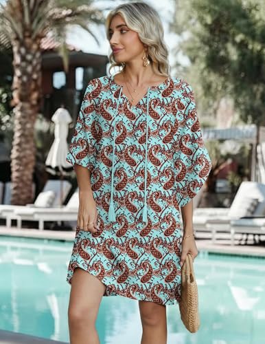 Image of Zeagoo Womens Summer Dress Casual Ruffle Tiered Floral Square Neck Sundresses Beach Boho Mini A-line Dress 2026 with Pockets