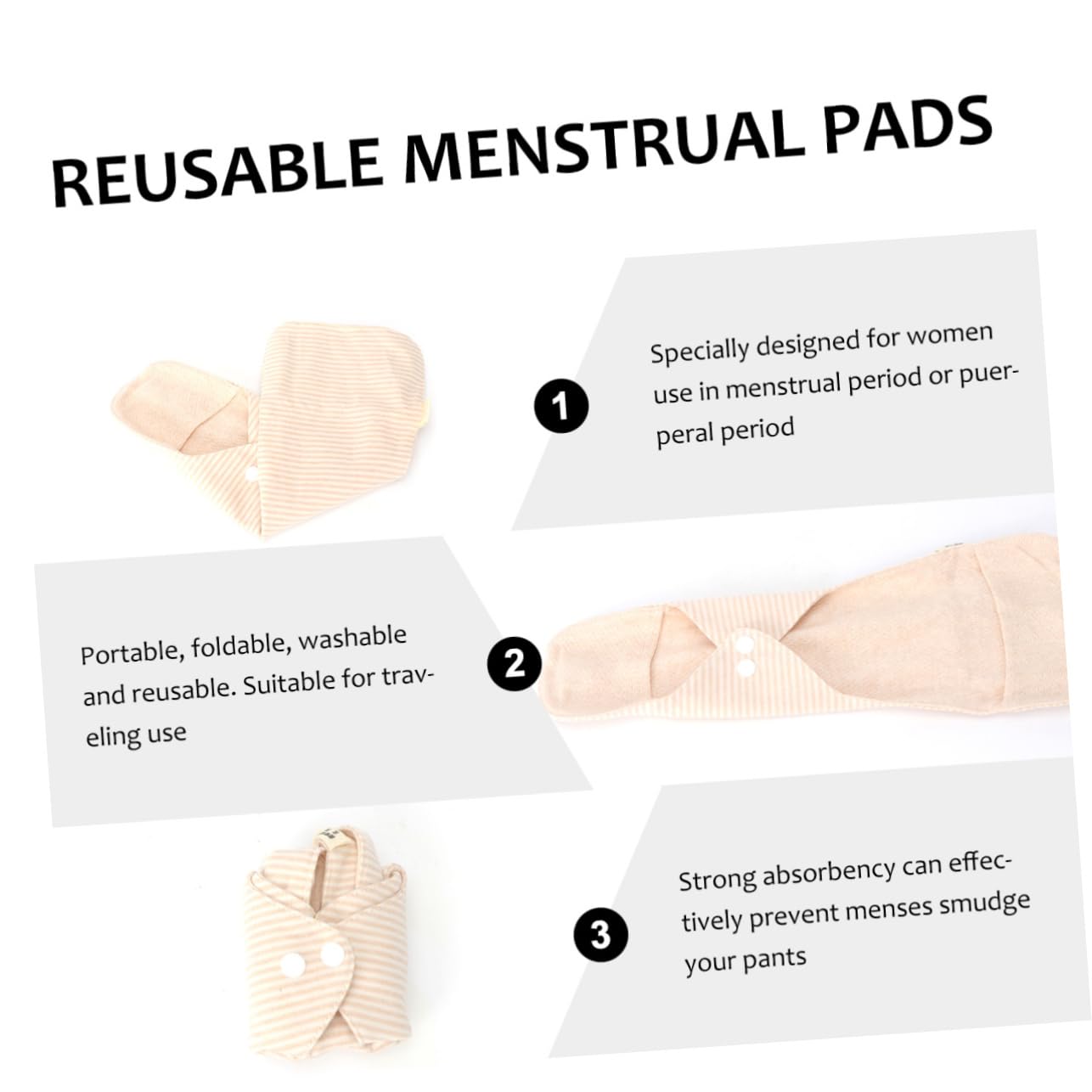 FRCOLOR 4 Piezas toalla sanitaria de tela compresas menstruales toalla sanitaria lavable almohadilla de período absorber agua protegeslips almohadillas de mamá toalla higiénica portátil