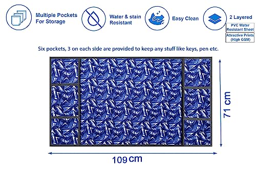 Image of The Furnishing Tree Fridge Top Cover Compatible for Samsung RR21C2F24UZ /HL, 189 LTR WxL 71x109 in CM Frieze Pattern Blue