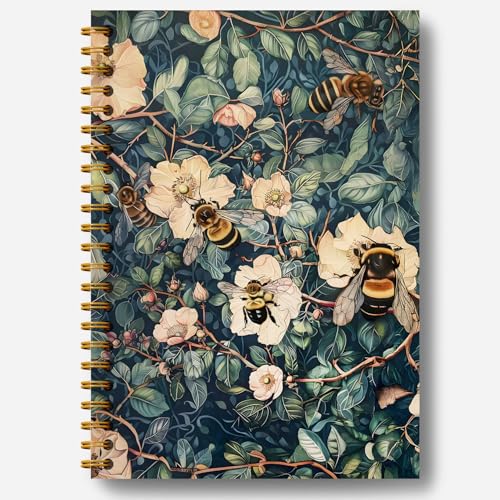 Carnet de notes à spirale haut de gamme avec couverture rigide florale 14 x 21 cm