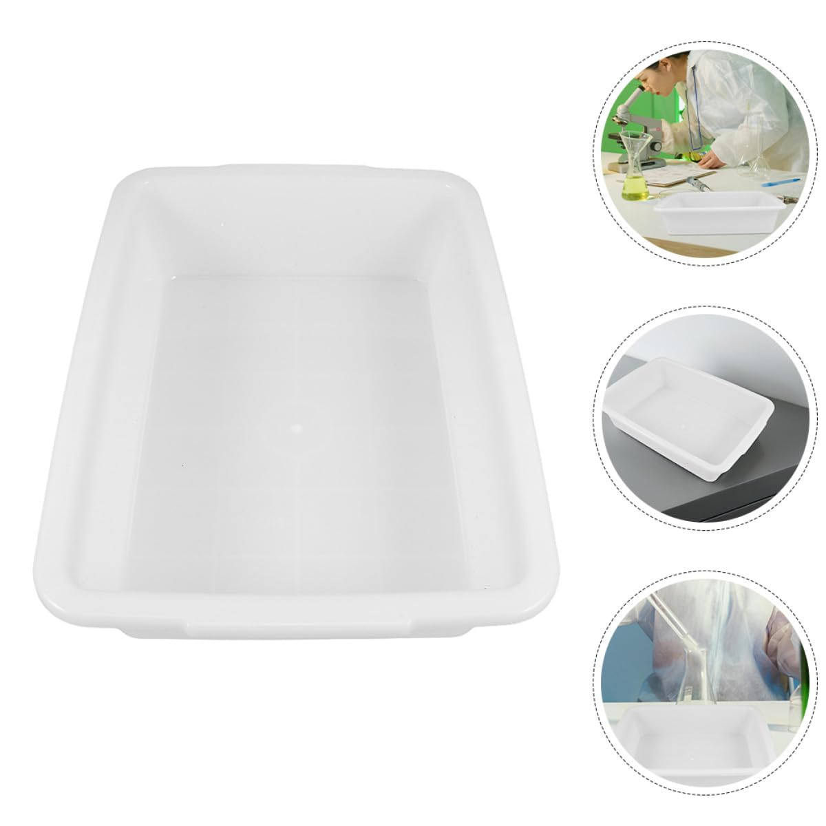 SHINEOFI Plateaux de Laboratoire Lot de 2 Design Anti-Fuite en Plastique Blanc Polyvalents pour Laboratoires Chimiques et Salles de Classe