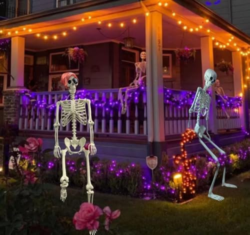 51IYbkM7gnL._AC_ Aweilan Halloween Skeleton Life Size Realistic Human Bones with Movable Joints for Halloween Skeleton Prop Decoration 2 Packs
