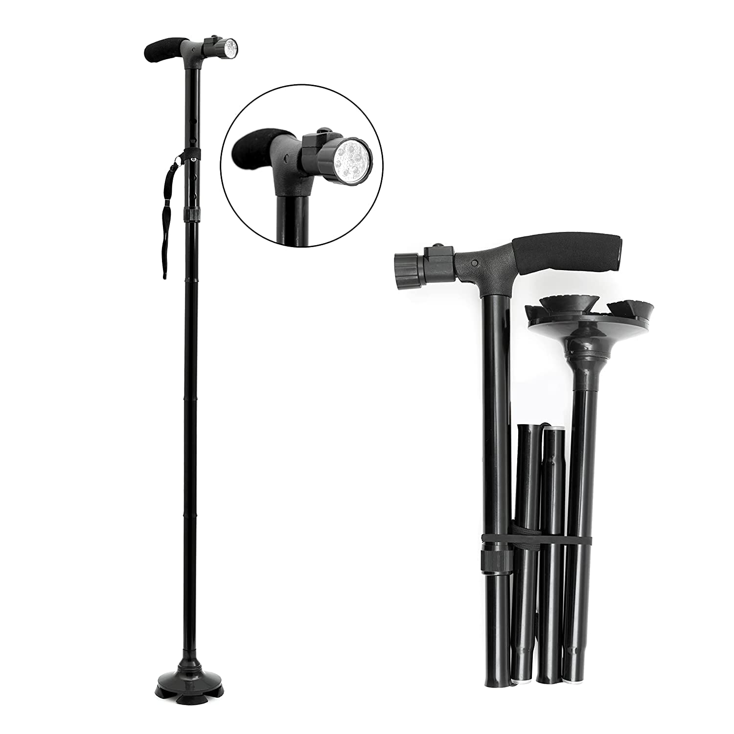CAPRIYORN Walking Cane Portable Walking Stick for Old People LED