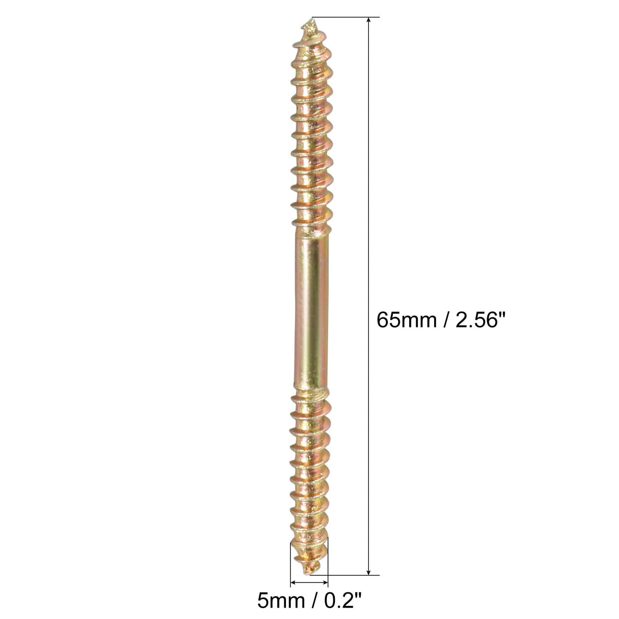 TOP-VIGOR 24Pcs Hanger Bolts, M5x65mm Double Ended Self-Tapping Thread Wood to Wood Dowel Screws, Double Ended Dowel Screws - Image 2