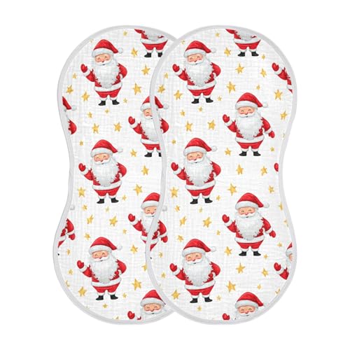 xigua Whimsical Santa Claus Muslin Baby Burp Cloths Set of 4, Super Soft & Absorbent Burping Rags, Cotton Burp Clothes Shower Gift for Newborn, Baby Girls and Boys2