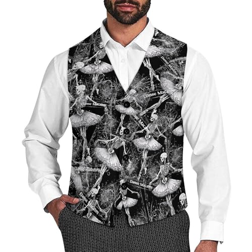 Danse Macabre Trendy Vest Suit for Men V Neck Formal Dress Waistcoat Vests Business Slim Fit