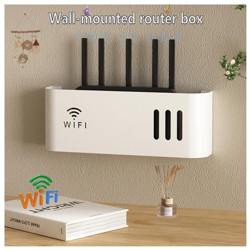 Wand Router Aufbewahrungsbox Weiß WLAN Box Router Regal TV Kabel Verstecken Box Router Kabel Cable Organizer Box WiFi Router Storage Box(Color:White)