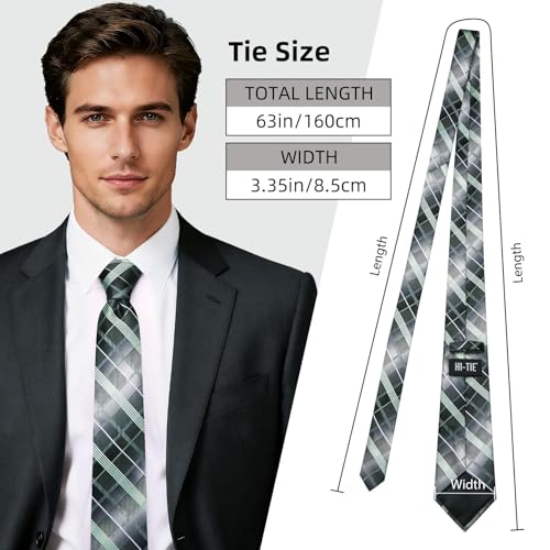 Image of Hi-Tie 63 inches Striped Paisley Extra Long Ties for Men Silk Necktie with Lapel Pin Tie Clip Big and Tall Men Formal Wedding