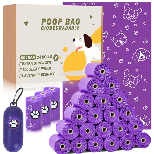 LOVICVKEM 600 Pezzi Sacchetti cane cacca, Sacchetti per Bisogni dei Cani con Dispenser, 22 x 30 cm, a base di Amido di Mais Biologico, per bisogni dei Cani, Raccogli Feci, Pet Bag, Profumati, Verde